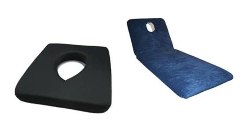 Black triangular mat and blue rectangular mat on a white background