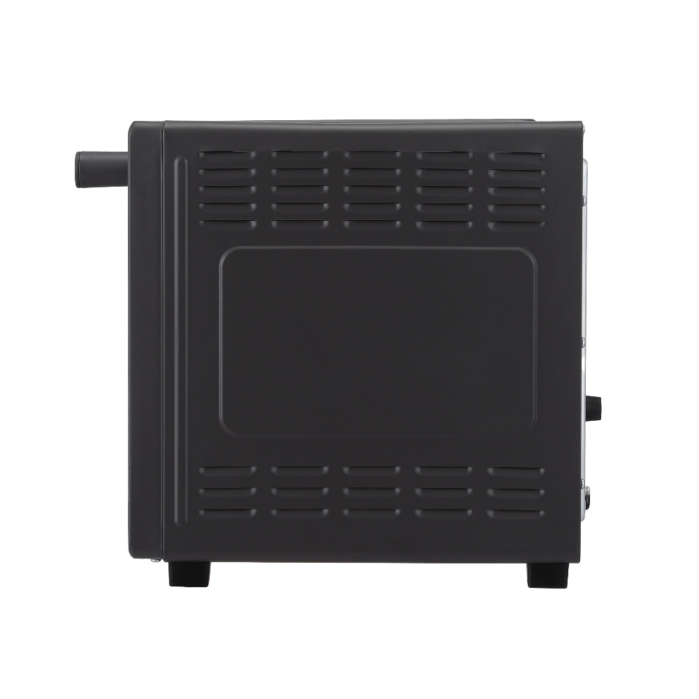 Black microwave oven on a white background