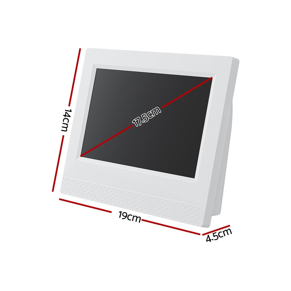 White rectangular object with dimensions marked on a white background