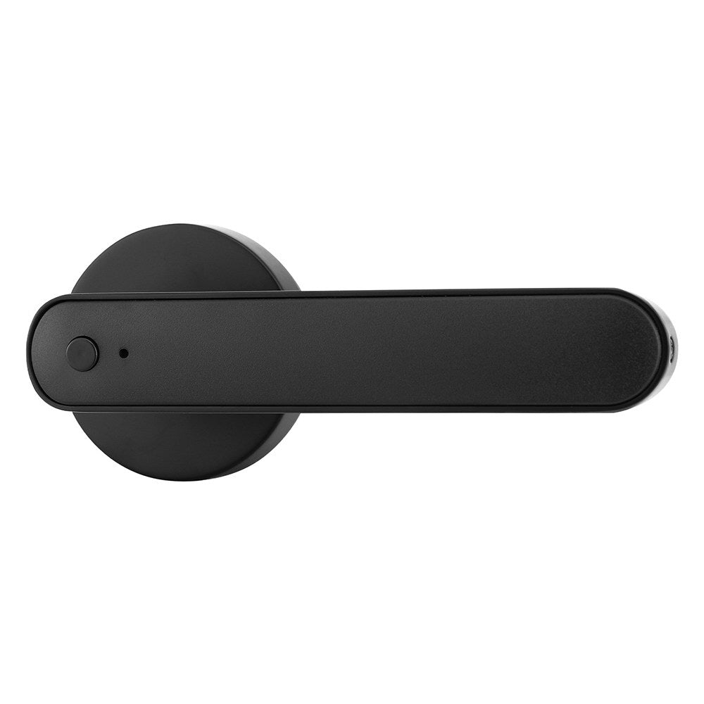 Black door handle on a white background