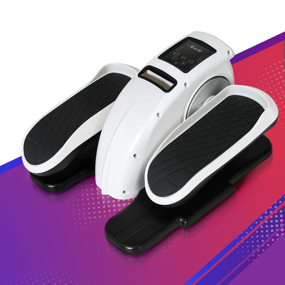 White and black exercise踏板 on a colorful gradient background