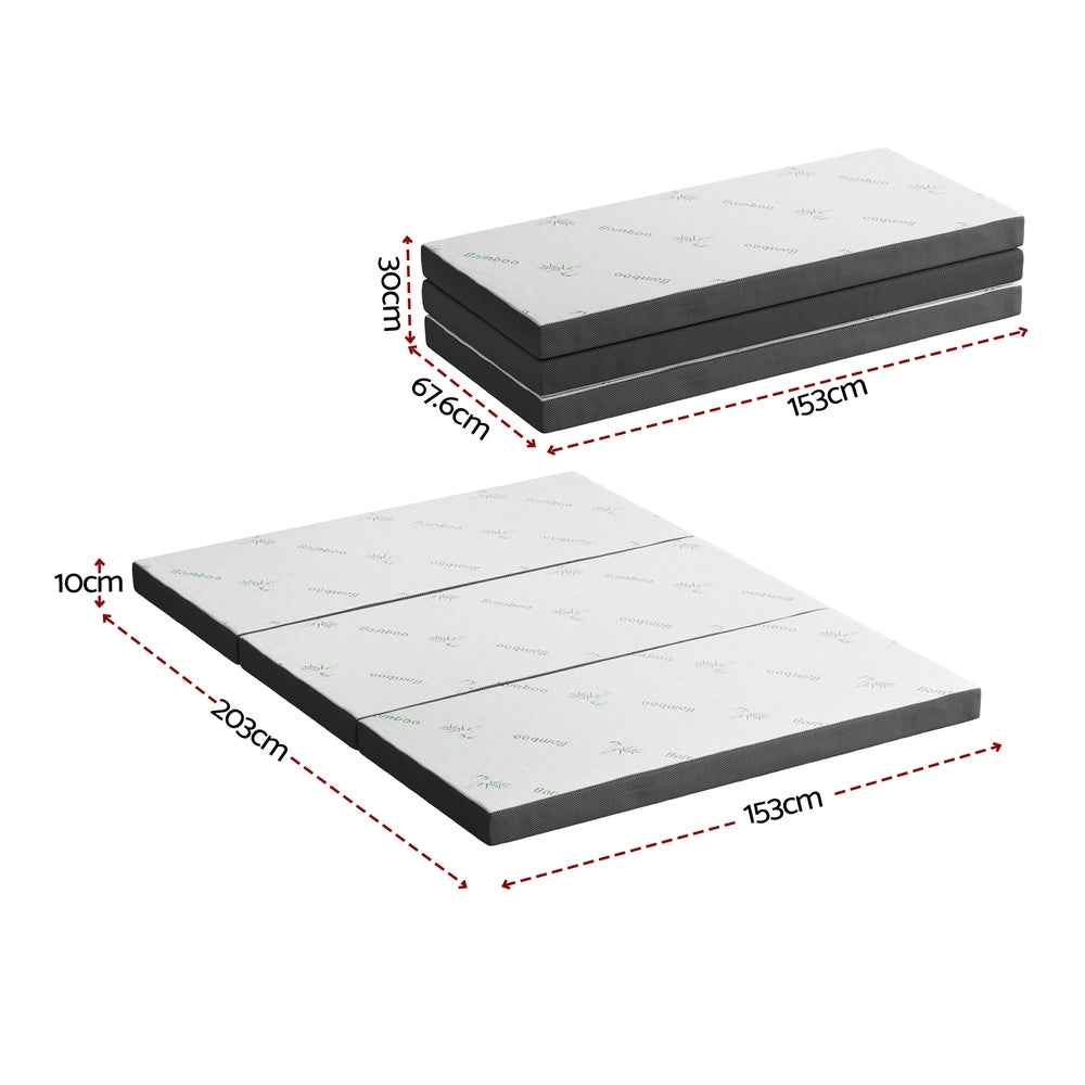 Measurement chart of mattress dimensions on a white background