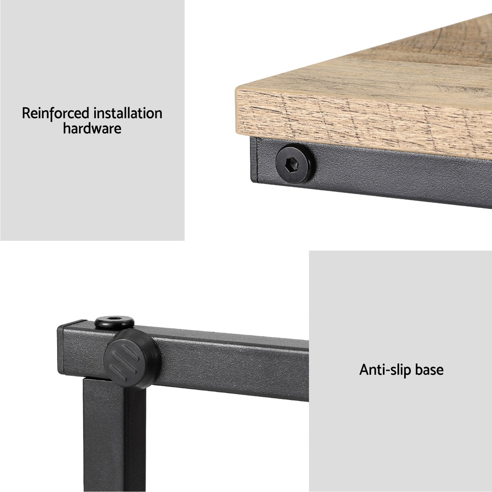 Close-up of a table with reinforced installation hardware and anti-slip base on a white background.
