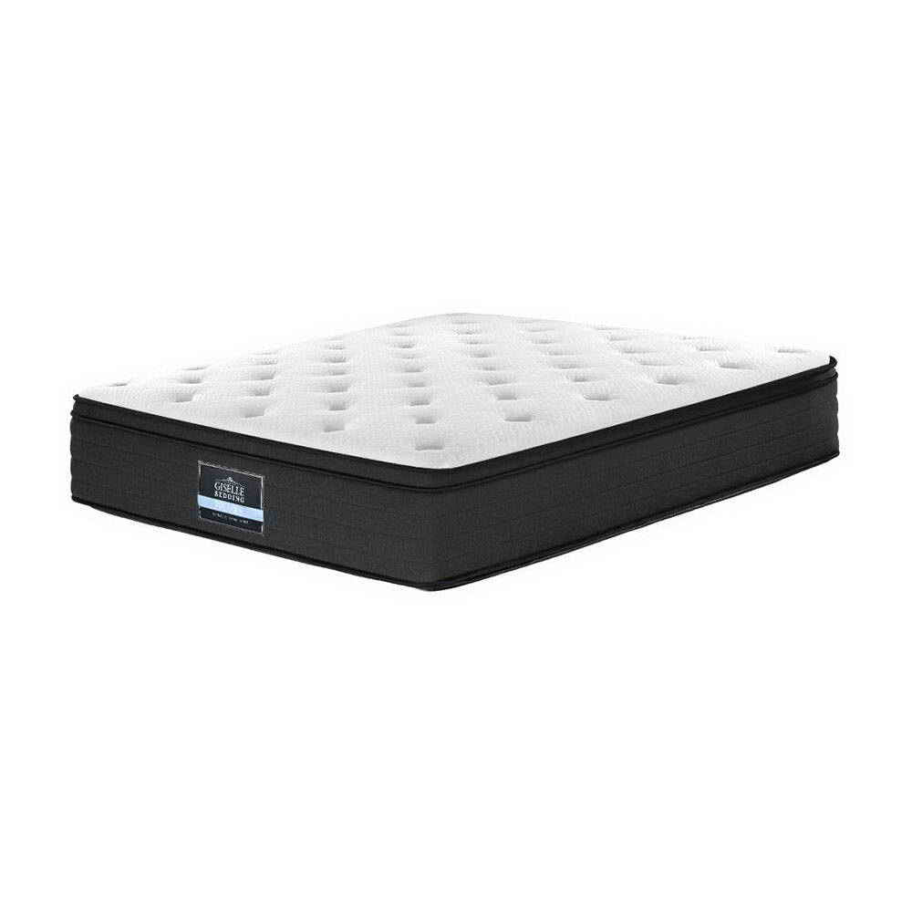 Mattress with a brand label on a white background