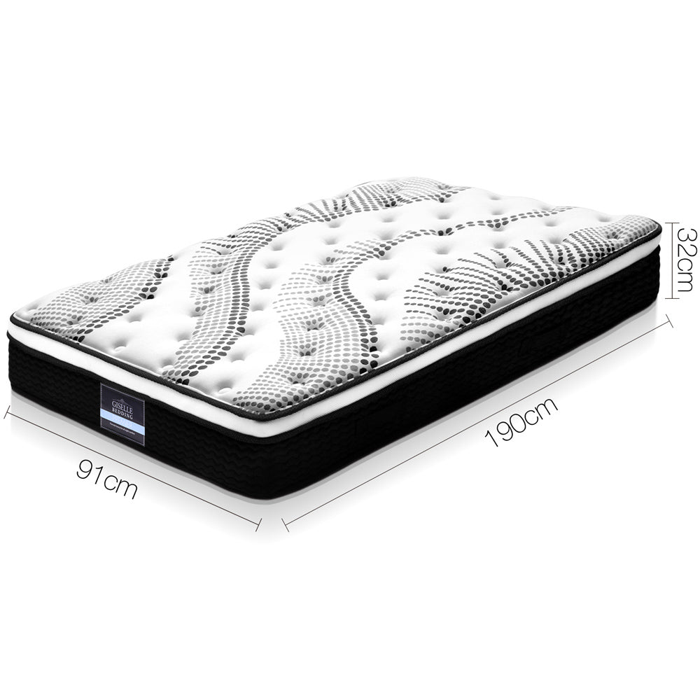 Mattress with dimensions labeled on a white background