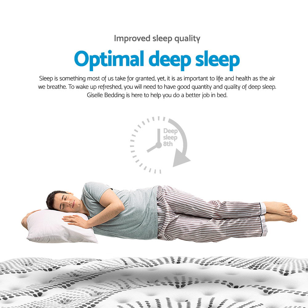 Person sleeping on a bed with text about improved sleep quality and deep sleep.