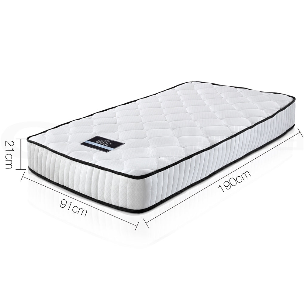 Mattress with dimensions labeled on a white background