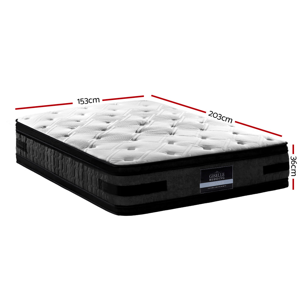 White mattress with dimensions labeled on a white background