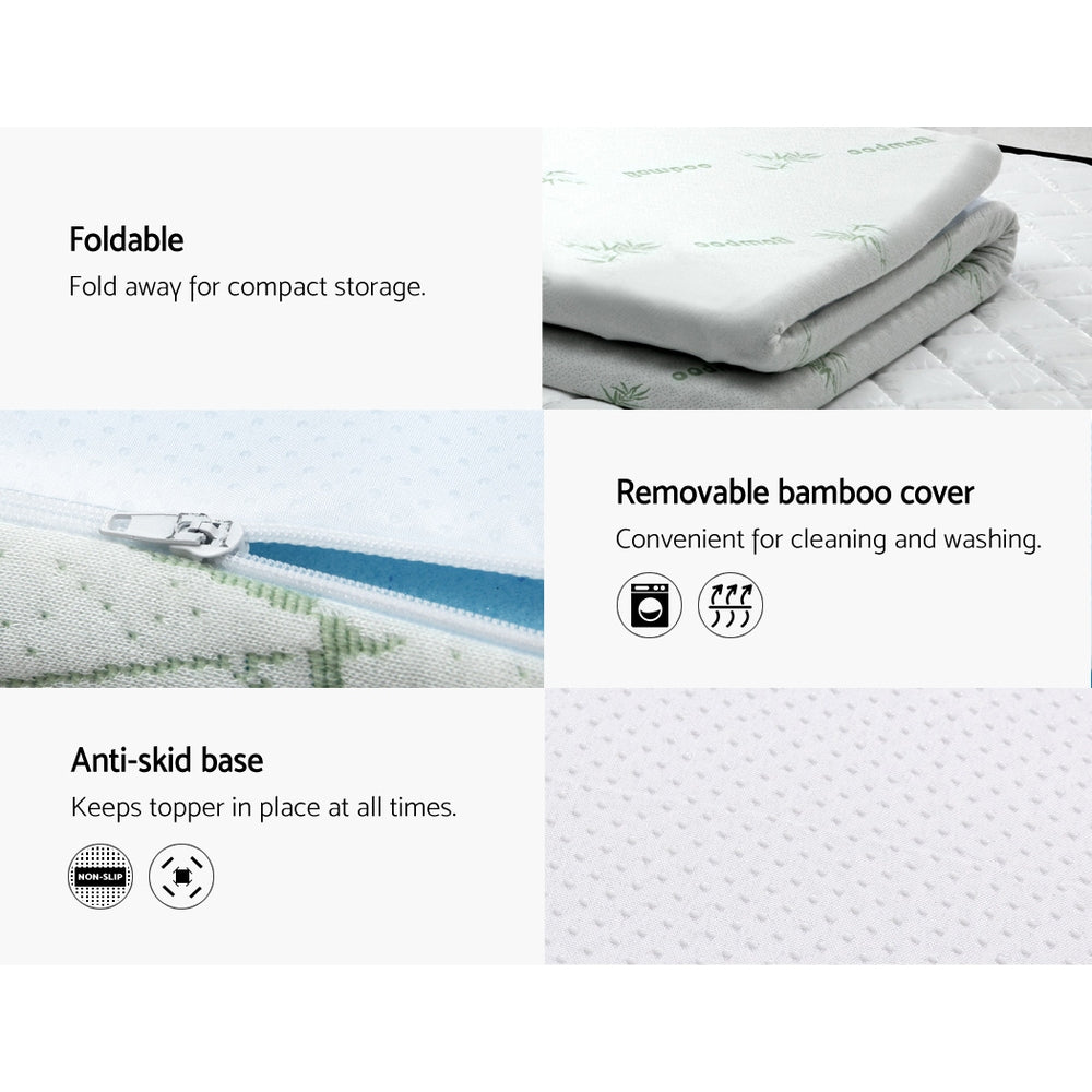 Mattress topper with features highlighted on a white background