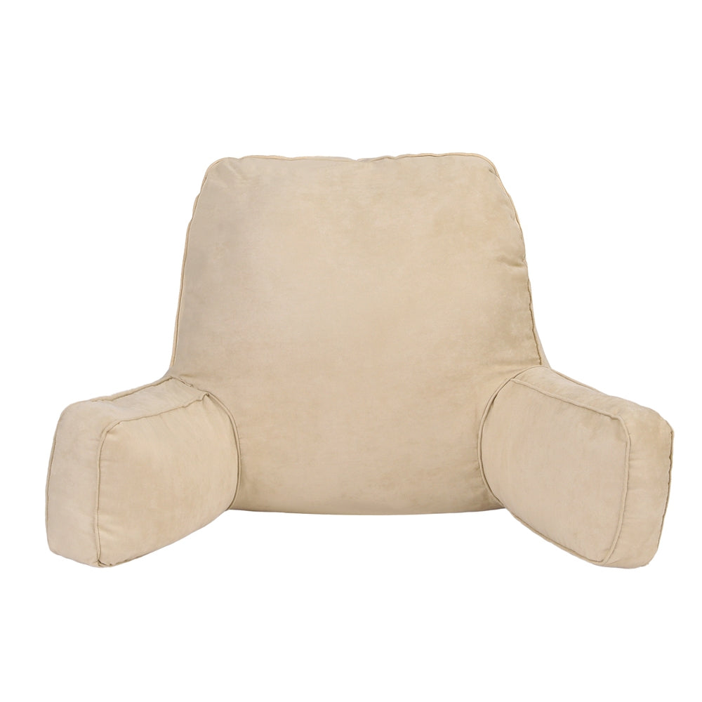Beige reading pillow on a white background