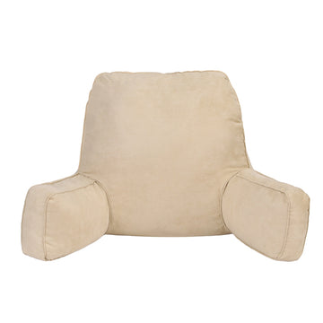 Beige reading pillow on a white background
