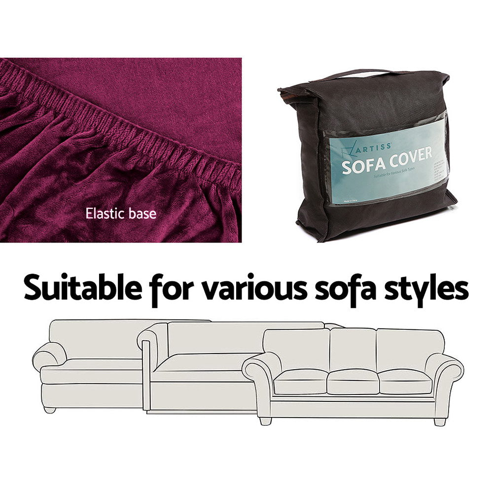 Sofa cover with elastic base and packaging, suitable for various sofa styles.