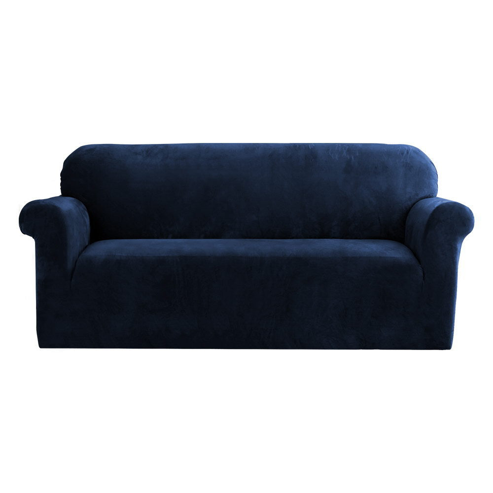 Navy blue sofa cover on a white background