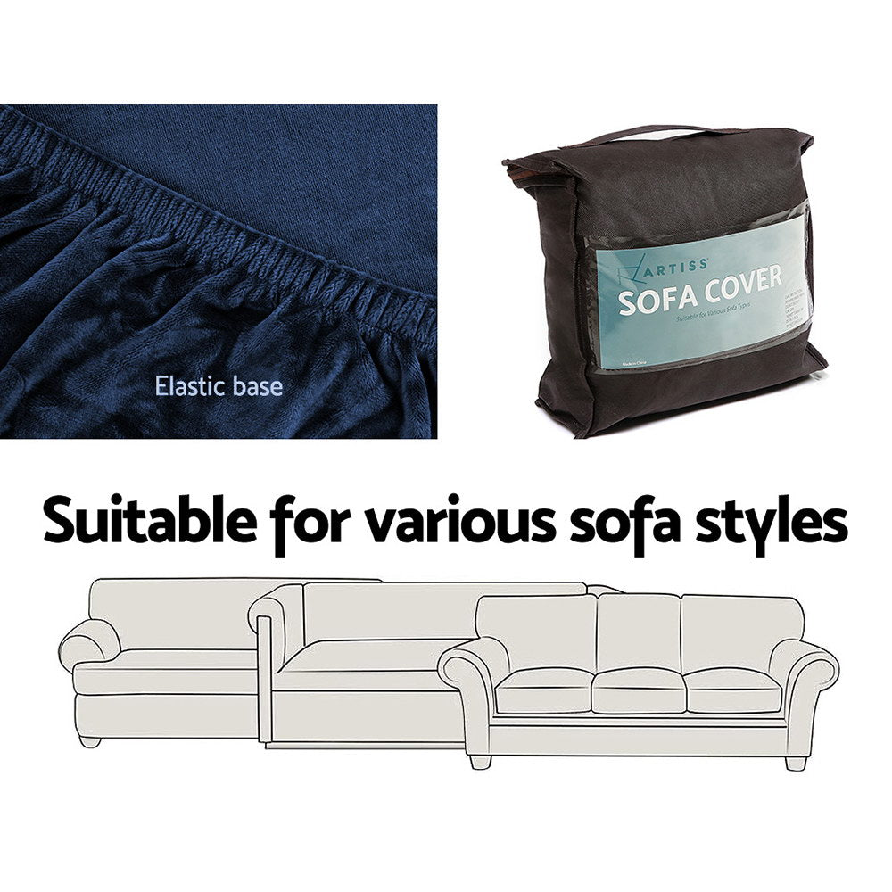 Sofa cover with elastic base and packaging, suitable for various sofa styles.