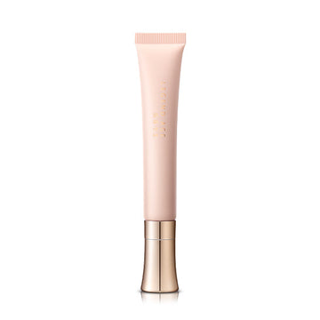 Cosmetic tube with a light pink body and gold cap on a white background