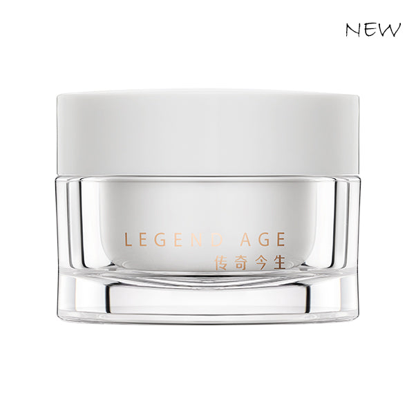 Skincare jar labeled 'Legend Age' on a white background