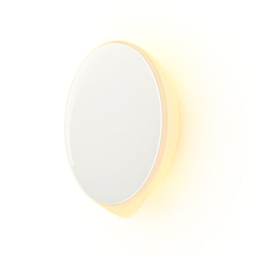 Round wall light with white and yellow gradient on a white background
