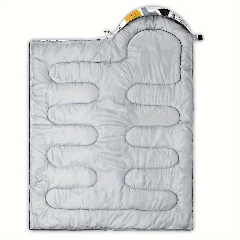 Gray sleeping bag with a zipper on a white background