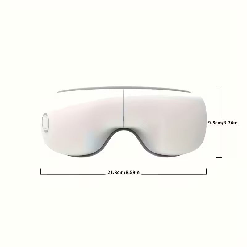 White sleep mask with dimensions indicated on a white background