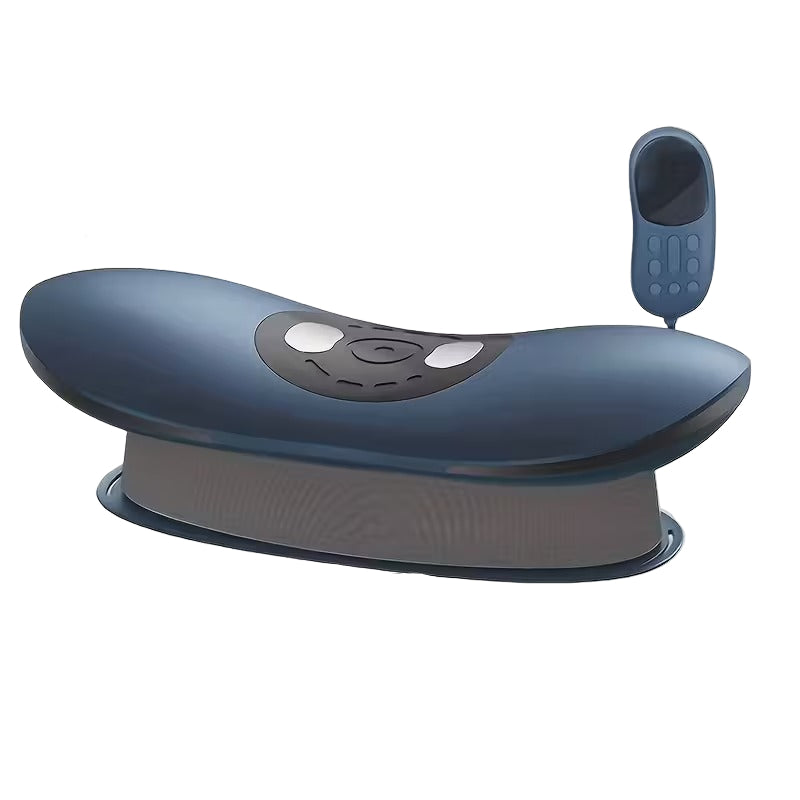 Blue electronic device with a remote control on a white background