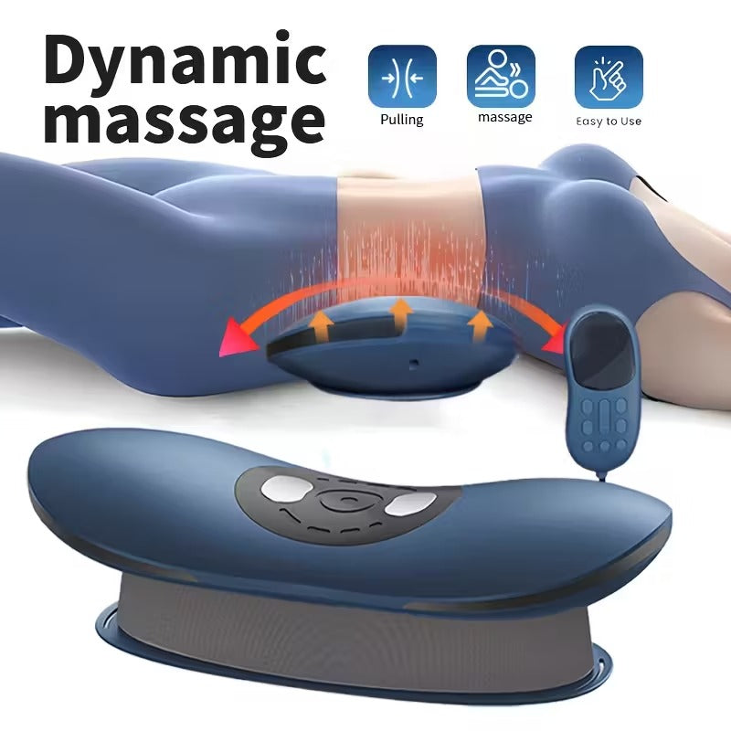 Massage device with dynamic massage text and icons on a white background