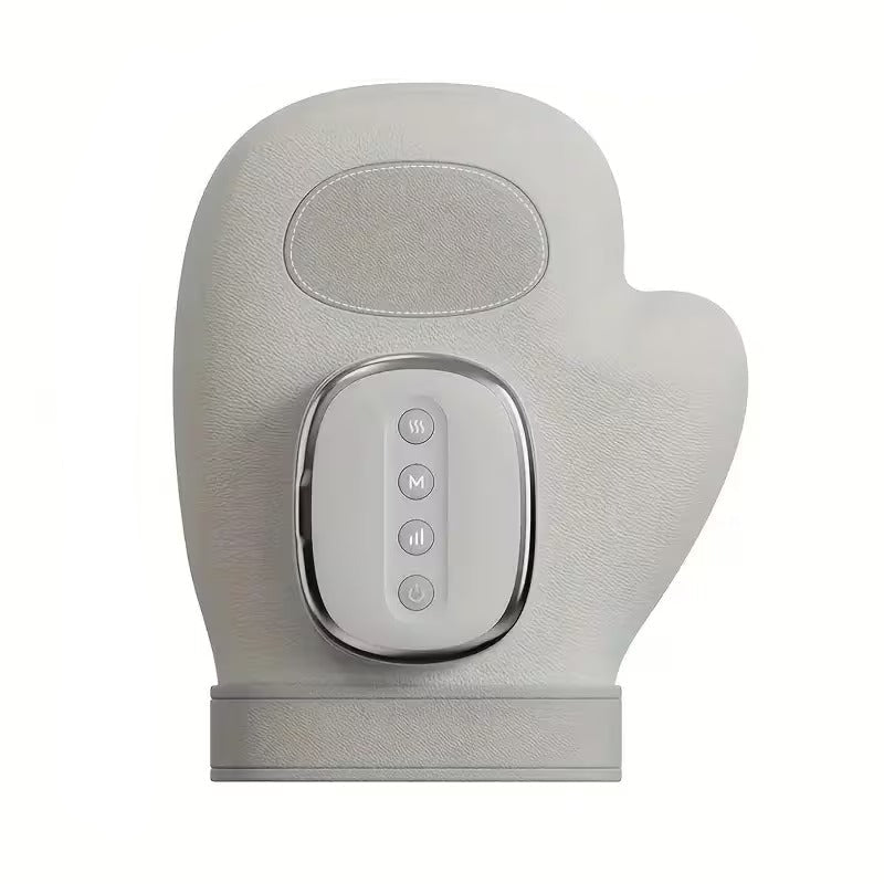 Hand-shaped electronic device with control panel on a white background