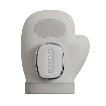 Hand-shaped electronic device with control panel on a white background