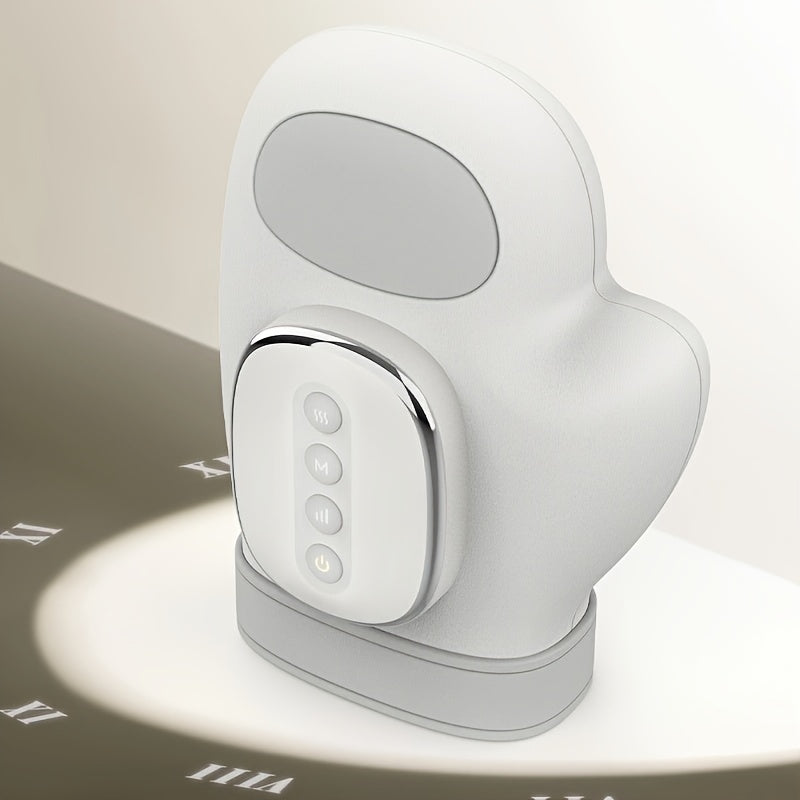 White electronic device with a circular design on a white background
