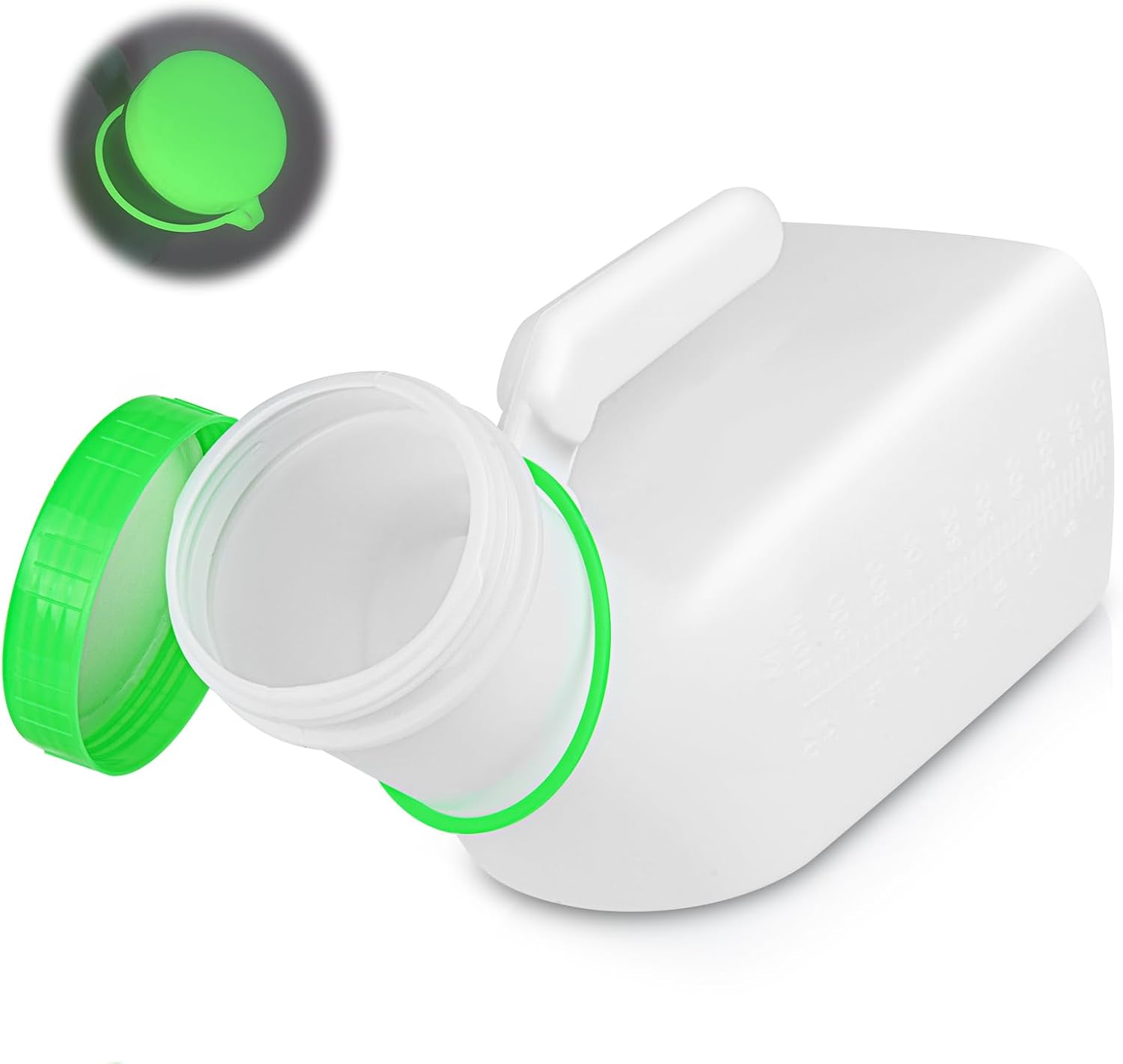 White container with green lid on a white background
