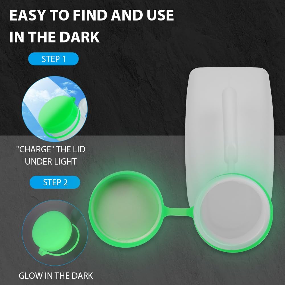 Glow-in-the-dark lid with instructions on how to use it in the dark.