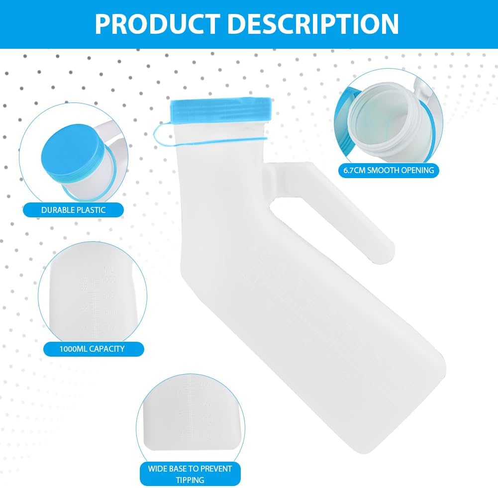 White plastic container with blue lid on a white background with text highlighting features.