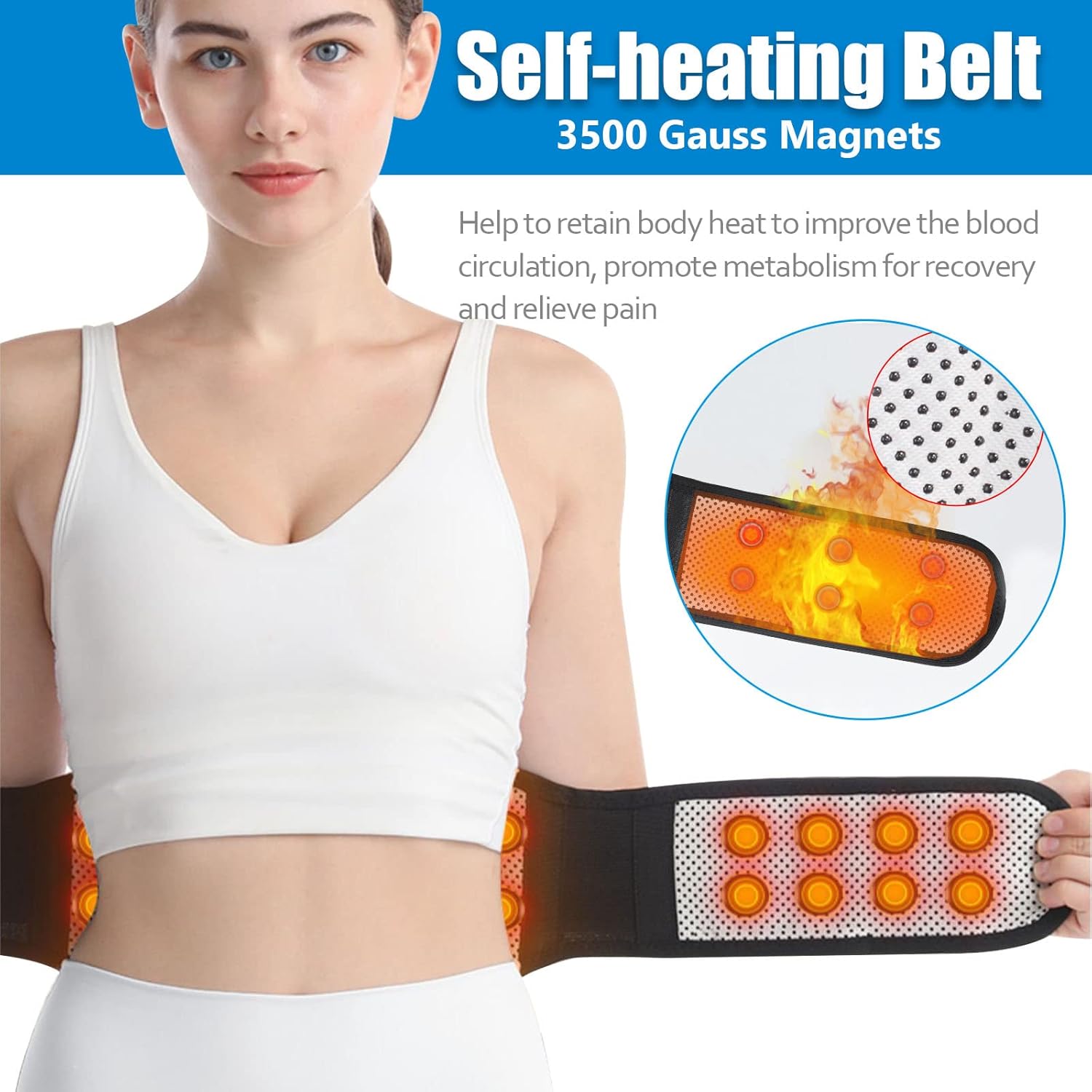 Heating Magnetic Therapy Back Brace Support Belt
