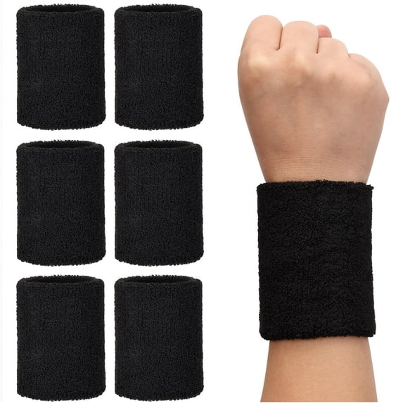 Set of black sweatbands with a wristband on a white background