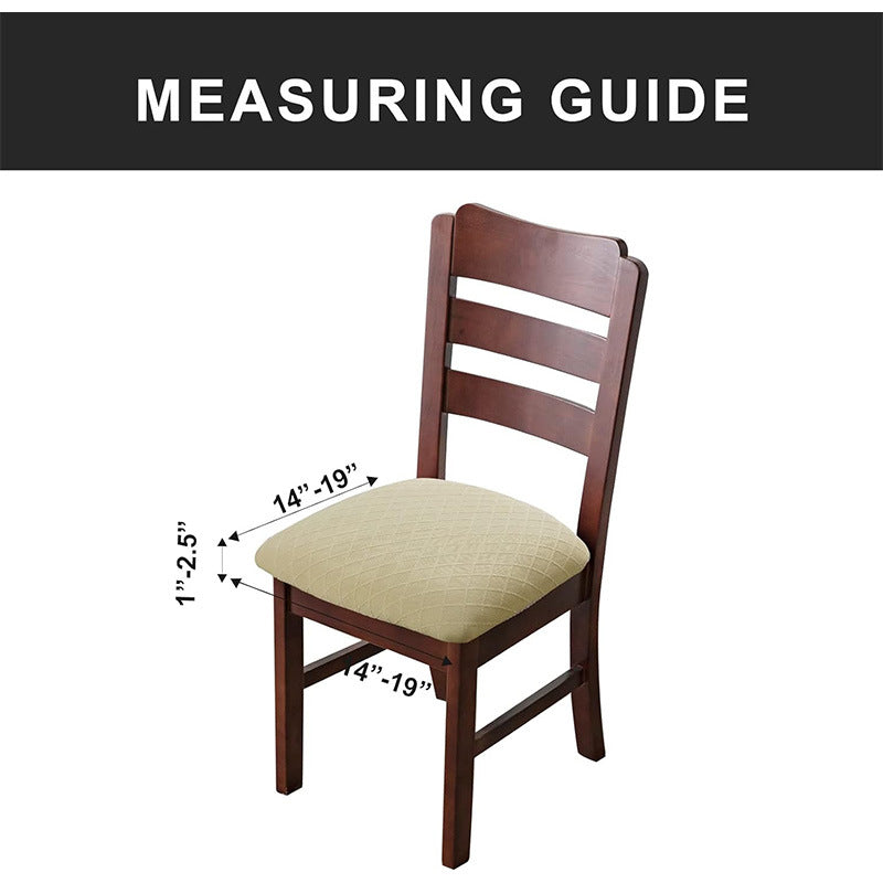 Wooden chair with measurements on a white background, labeled 'Measuring Guide'.