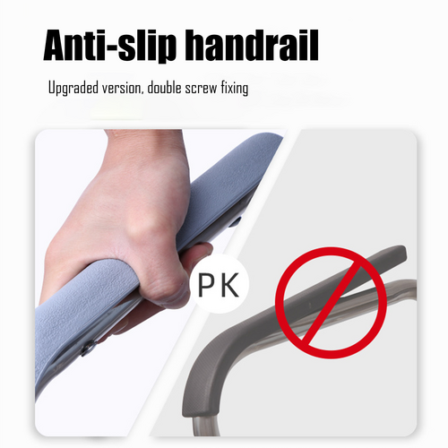 Anti-slip handrail with double screw fixing feature, showing a hand holding the handrail.