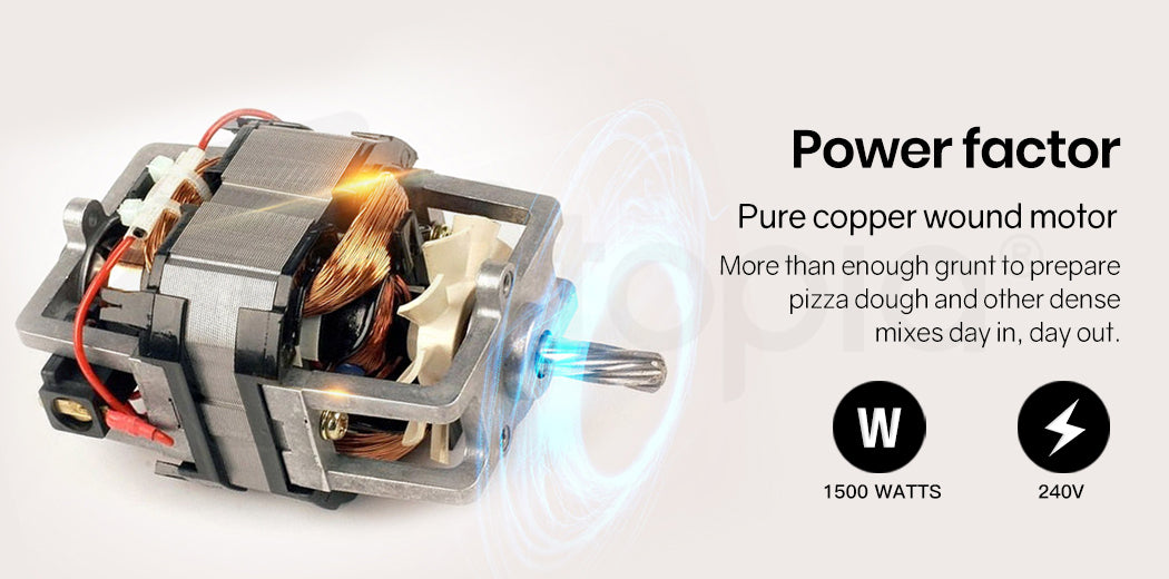 Motor with text about power factor and specifications on a white background