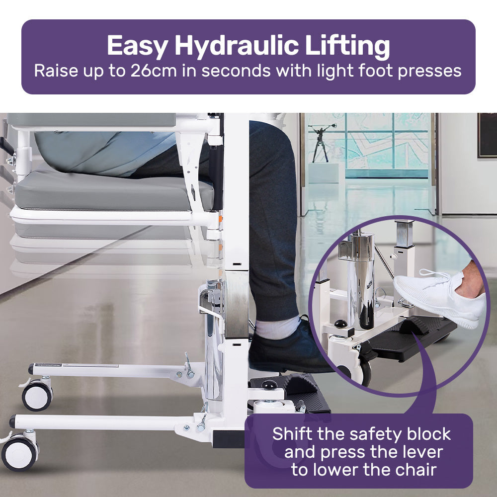 Medical chair with easy hydraulic lifting feature in a clinical setting