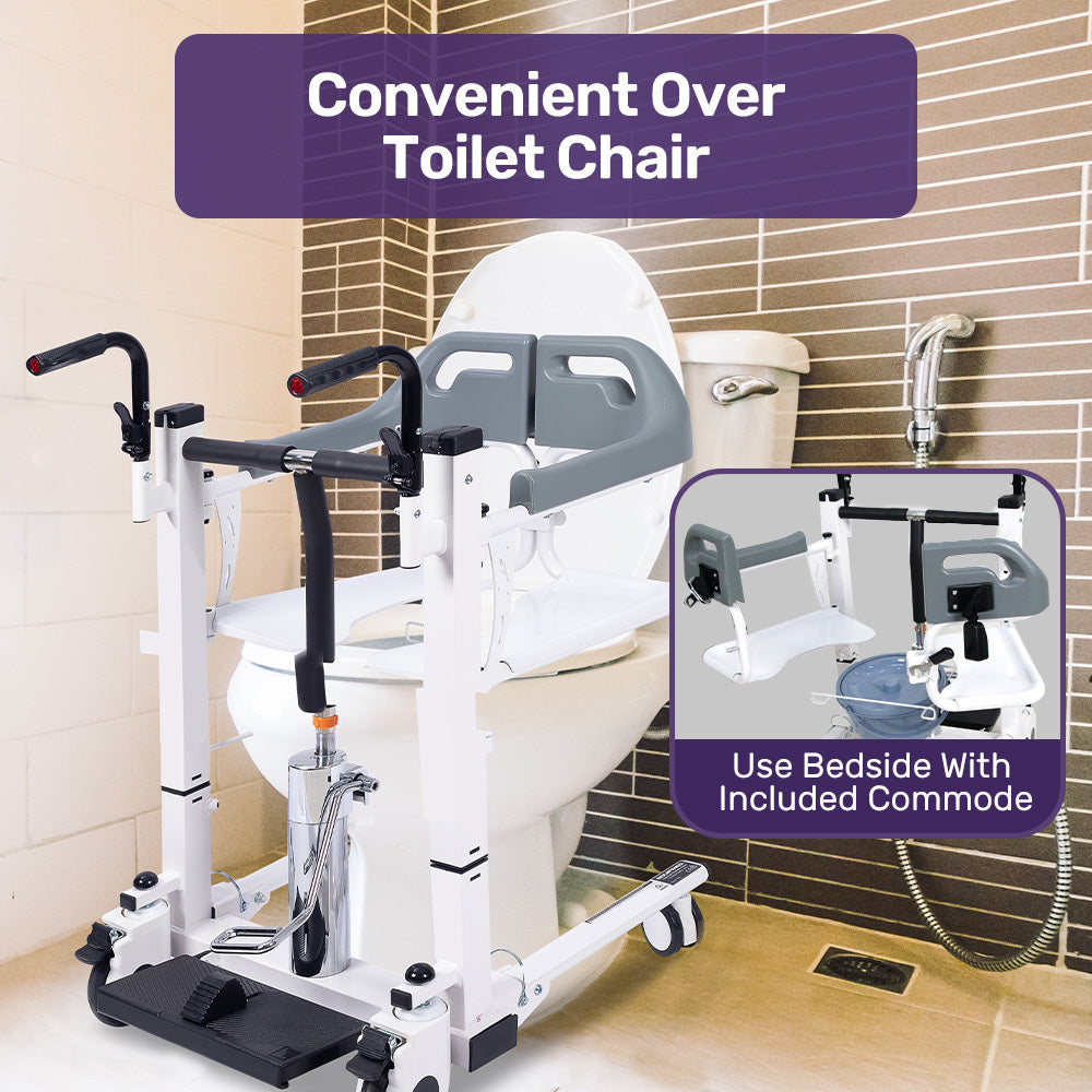 Convenient over toilet chair with additional features highlighted in a bathroom setting.