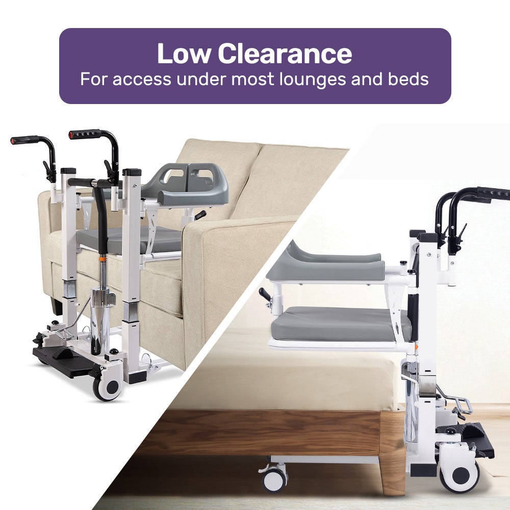 Medical lift chair with low clearance feature for under furniture