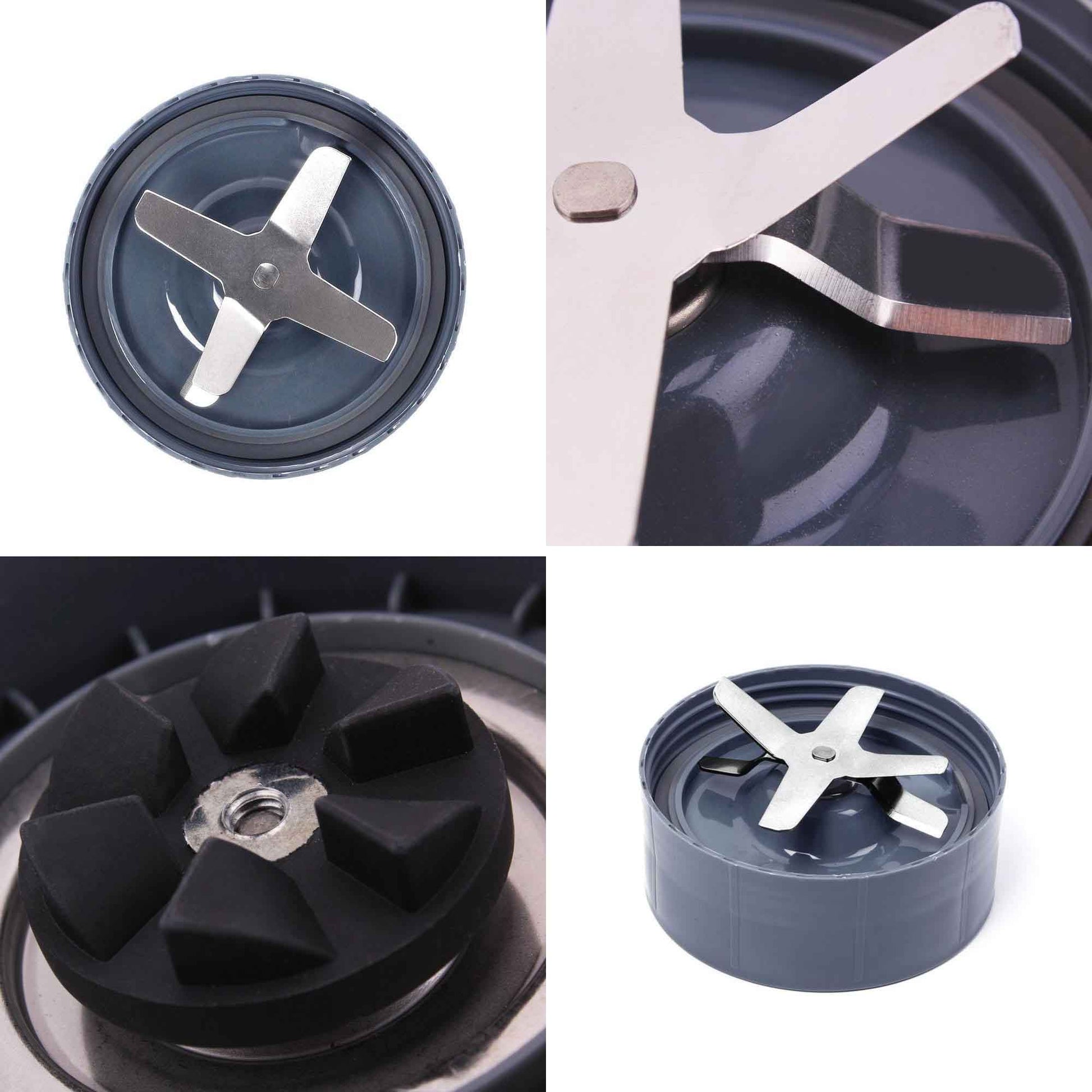 Set of four different blender blades on a white background