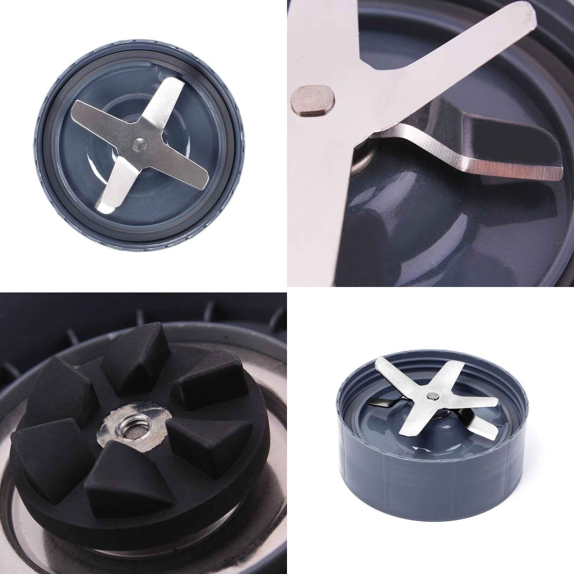 Set of four different blender blades on a white background