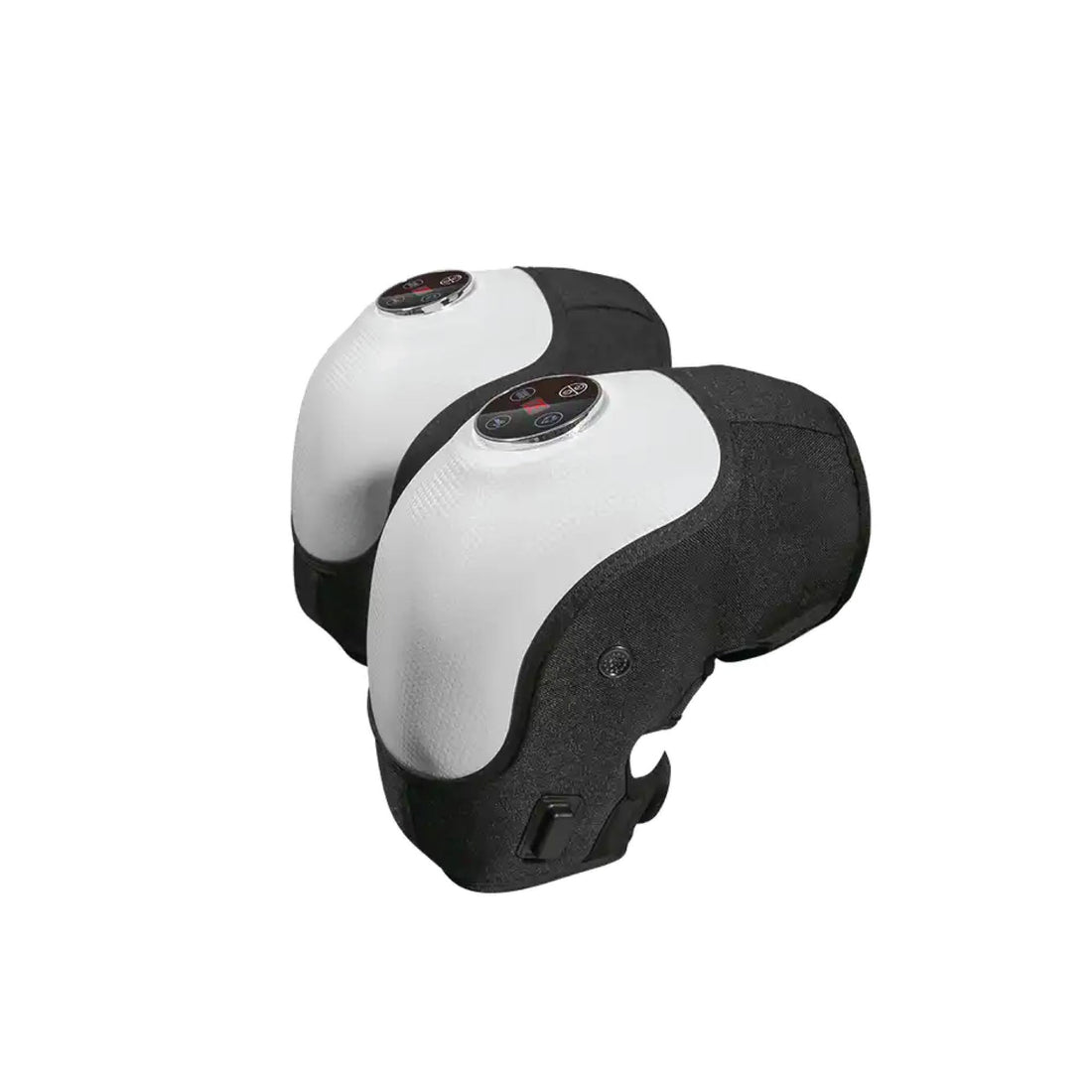 Two white and black massage devices on a white background