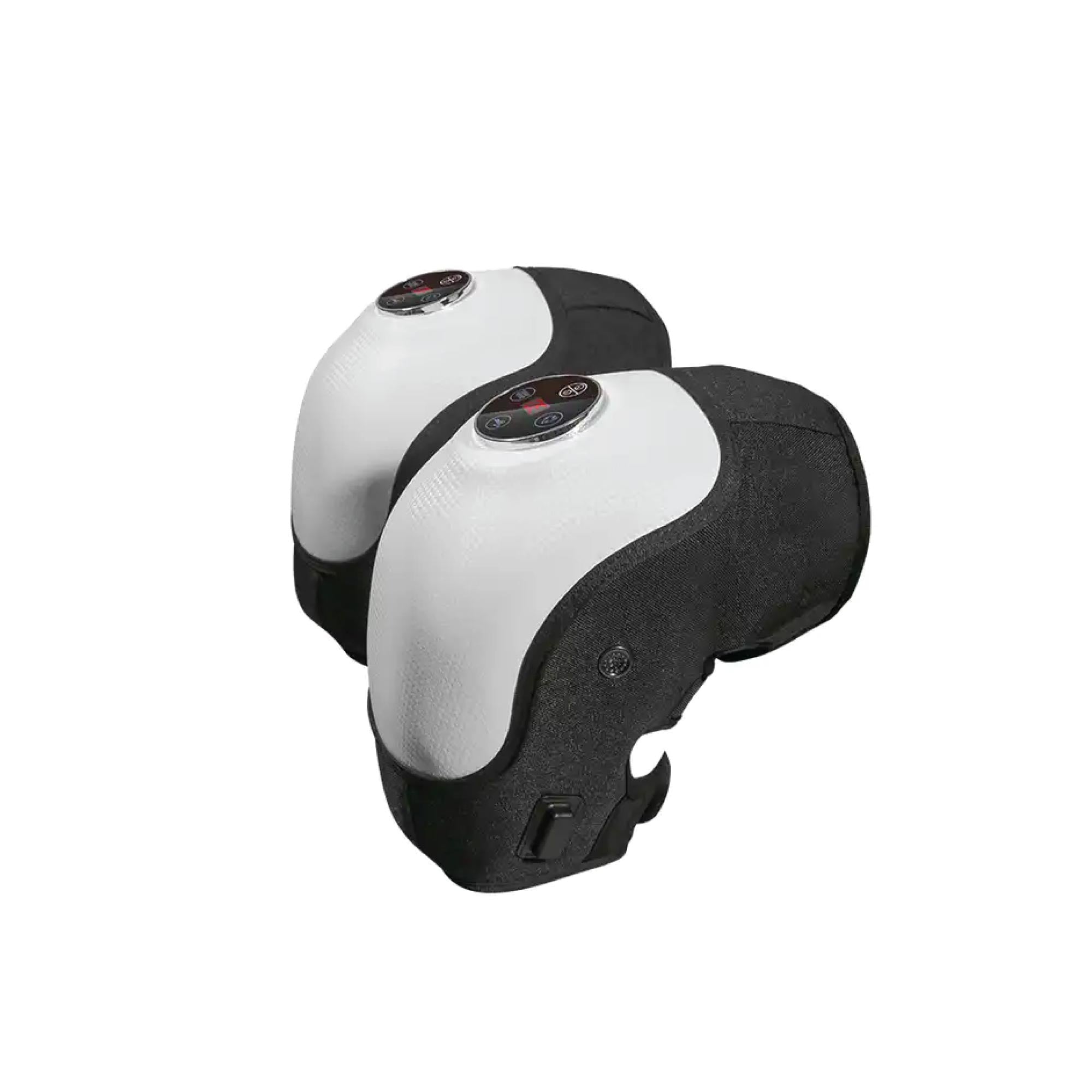 Two white and black massage devices on a white background