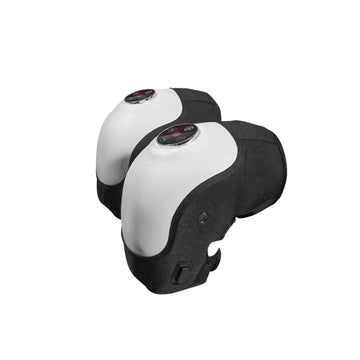 Two white and black massage devices on a white background