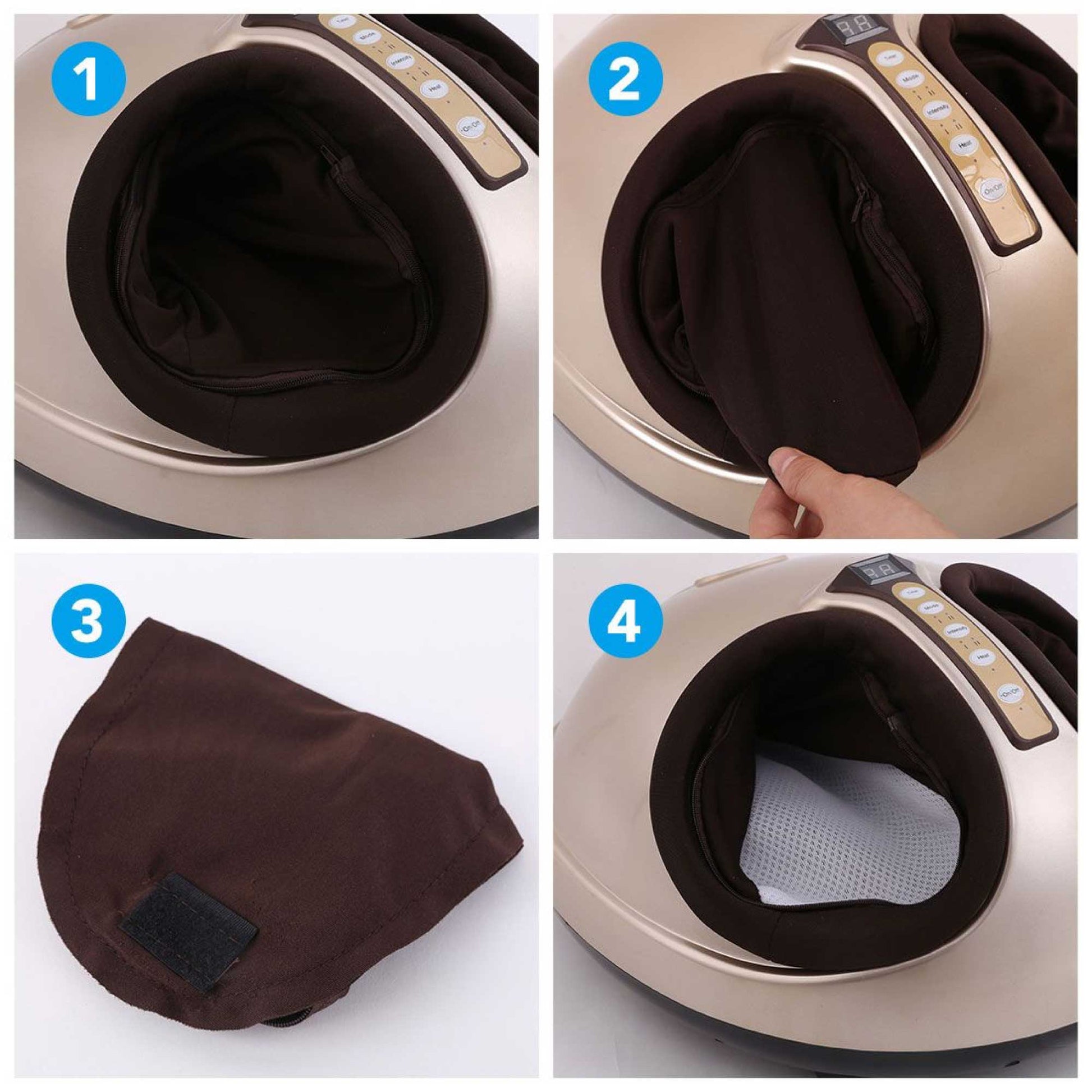 Step-by-step guide on how to use a foot massager with a cover.