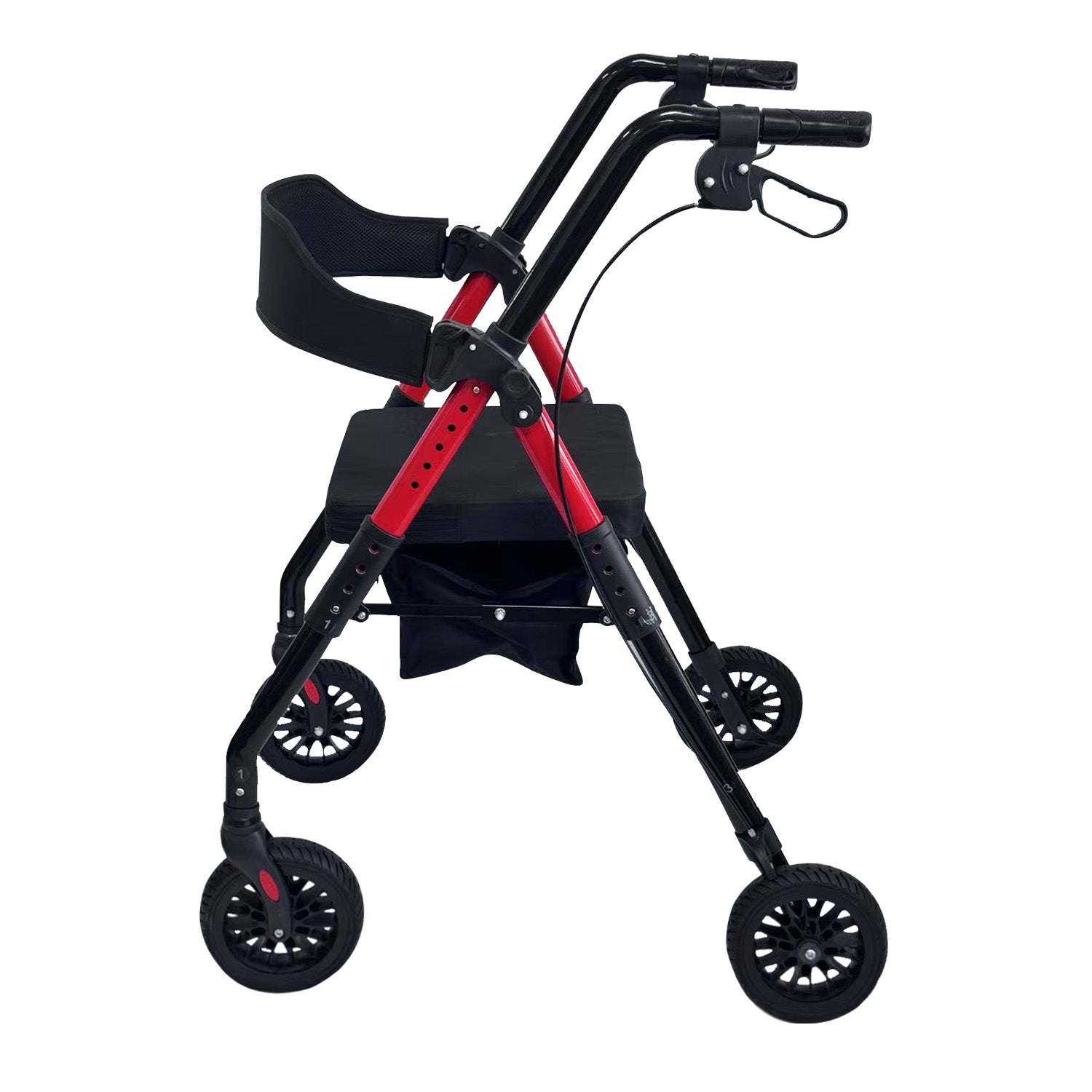 Black and red walker on a white background