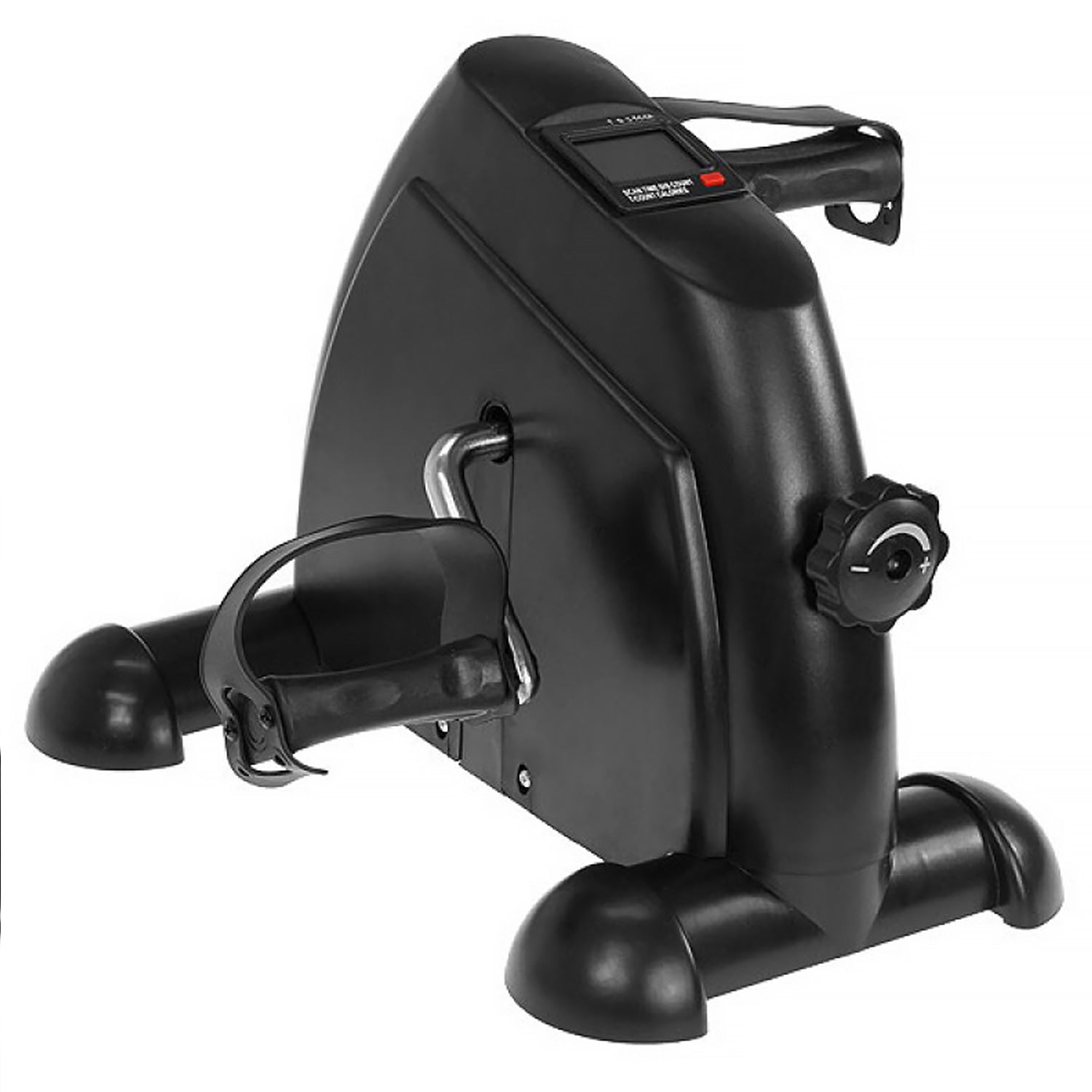 Black exercise bike on a white background