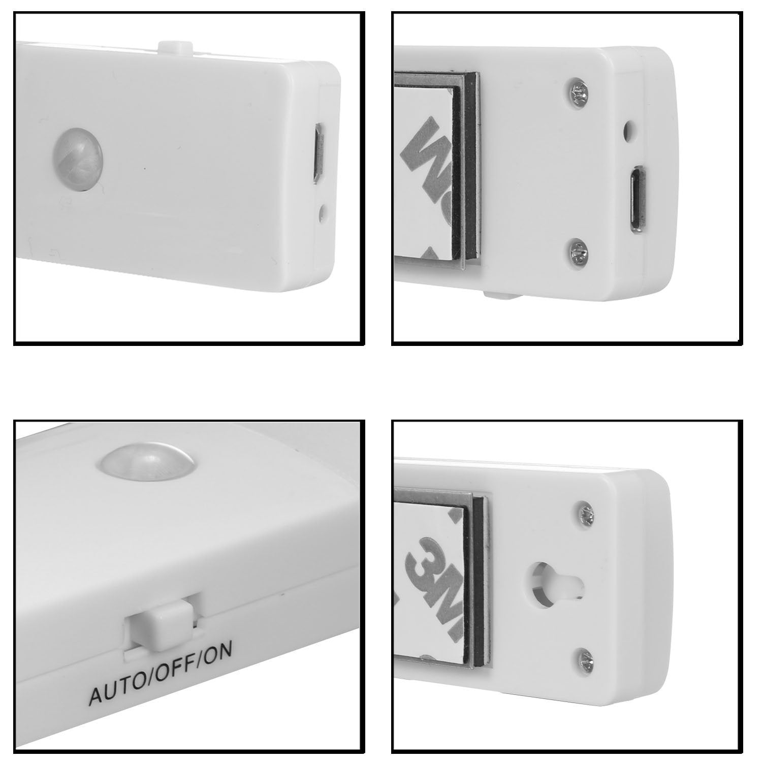White sensor with multiple views showing '3M' adhesive backing.