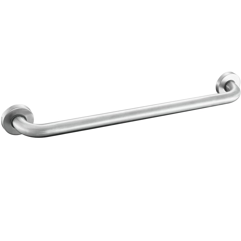 Silver grab bar on a white background