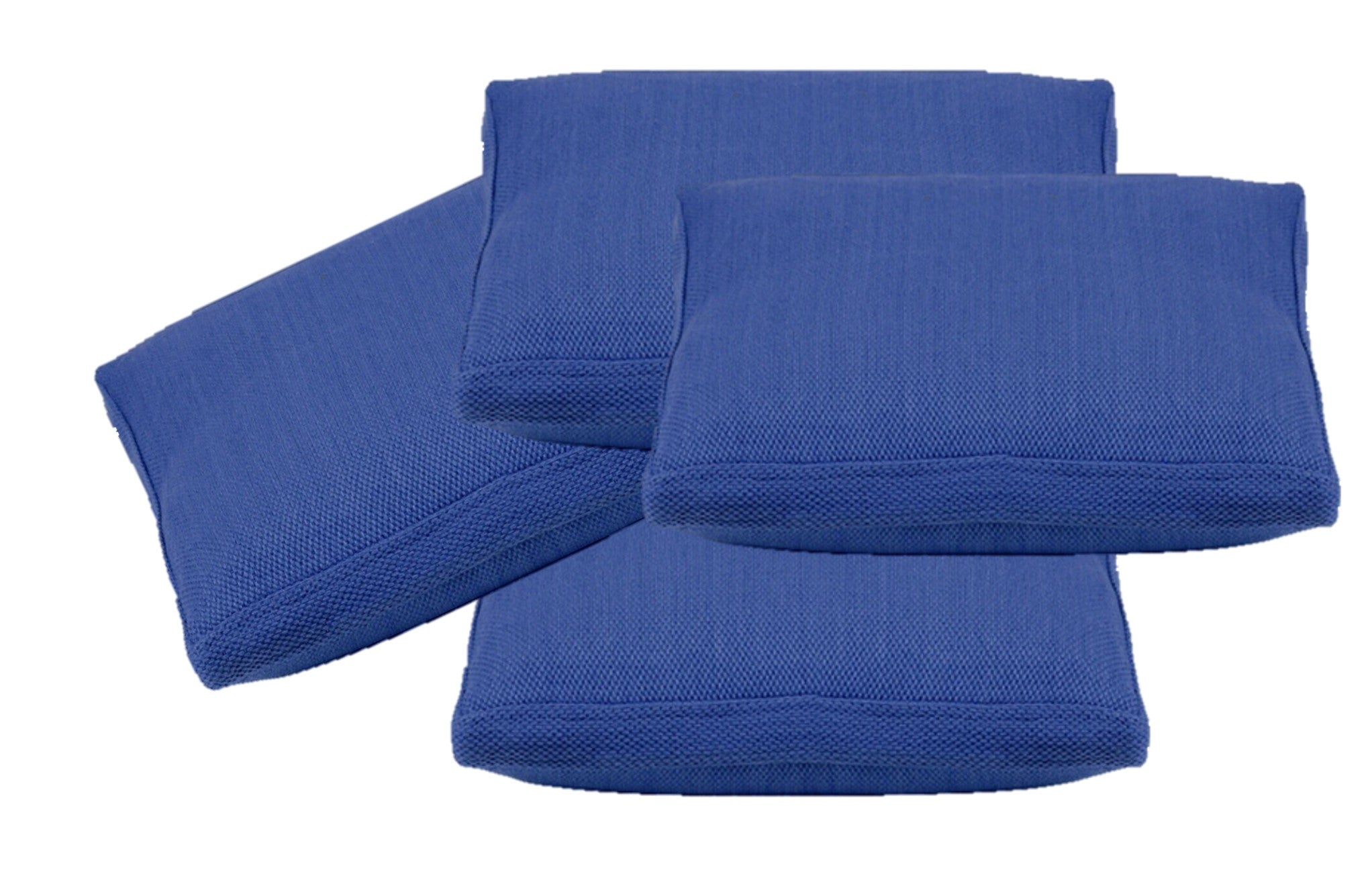 Set of blue towels on a white background